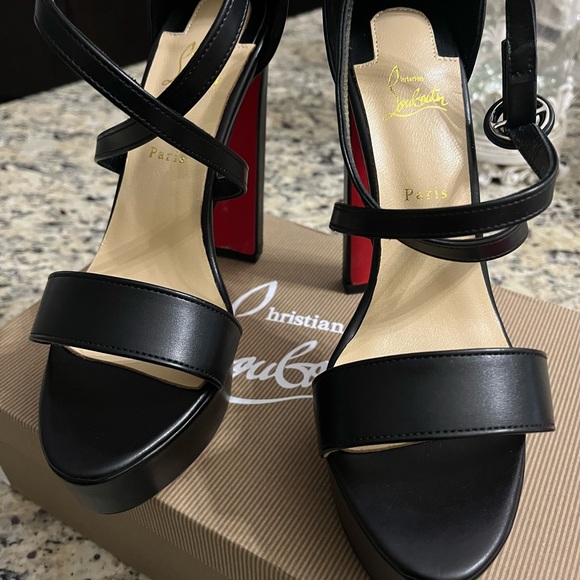 🖤 Black Strappy Heels Sandals ❤️ 39 - Picture 4 of 11